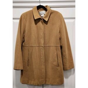 Nine West Women's Tan 100% Wool Pea Coat & Lined Size‎ 12 (M/L)